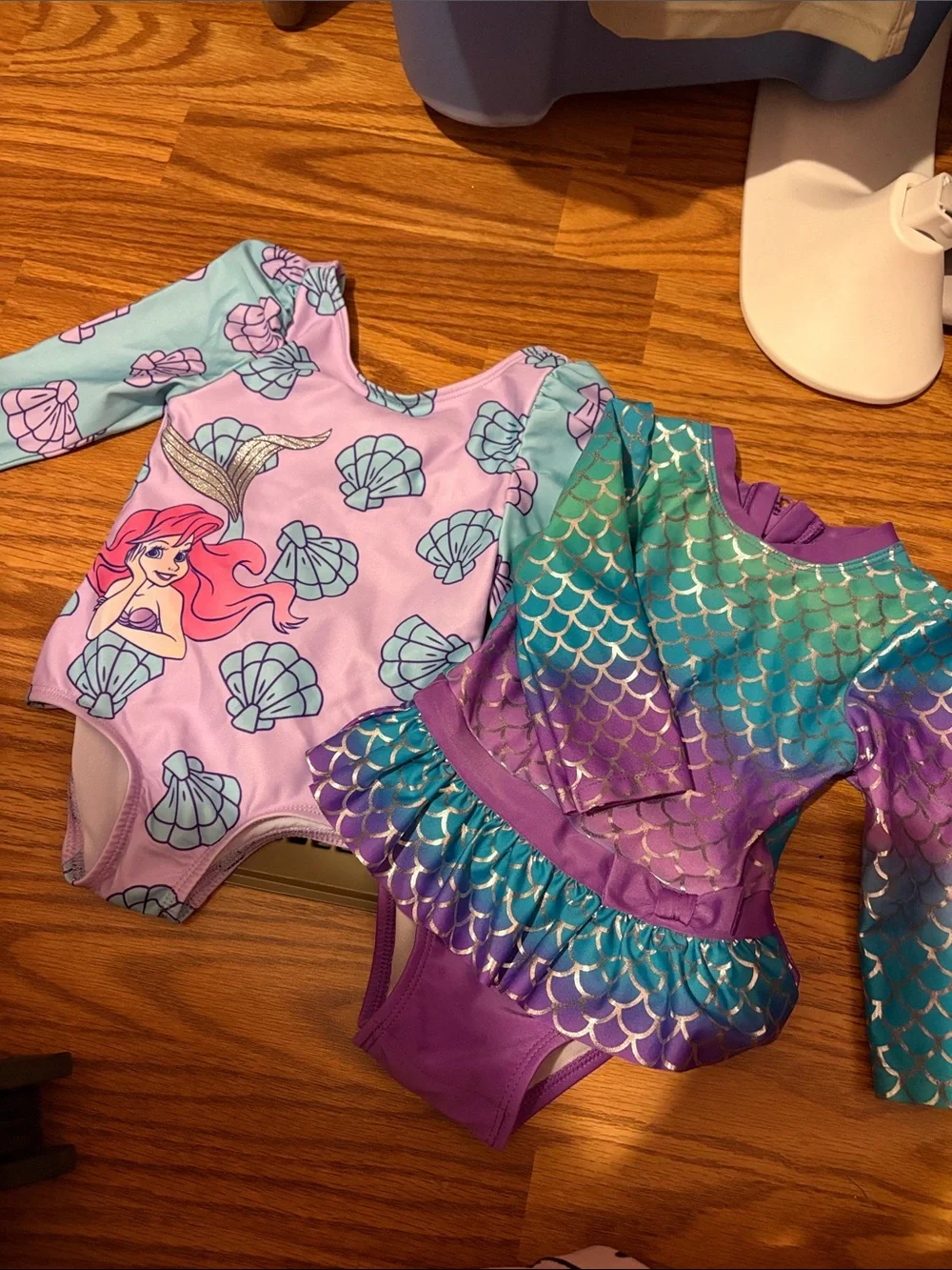 Cat & Jack Purple, Teal & Pink Mermaid Long-Sleeve Swim Bodysuits